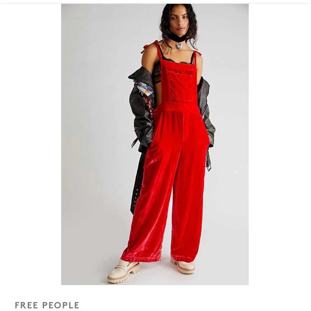 Free People Velvet Overalls